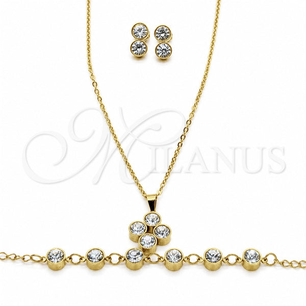 Stainless Steel Ring — Necklace Bracelet and Earring with White Crystal Polished — main product view — SKU 164042 | Acero Inoxidable anillo — Necklace Bracelet and Earring with cristal blanco pulido — SKU 164042