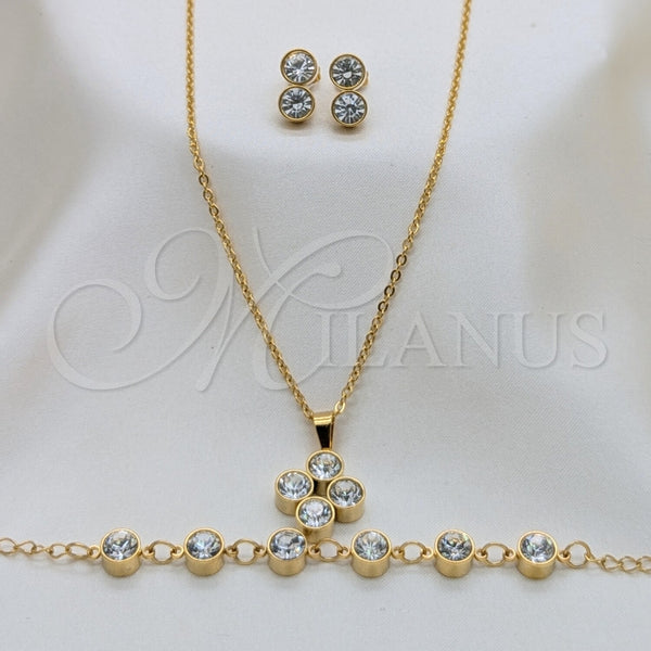 Stainless Steel Ring — Necklace Bracelet and Earring with White Crystal Polished — main product view — SKU 164042 | Acero Inoxidable anillo — Necklace Bracelet and Earring with cristal blanco pulido — SKU 164042