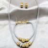 Stainless Steel Necklace, Bracelet and Earring, with White Cubic Zirconia and White Crystal, Polished, Two Tone, 06.116.0186
