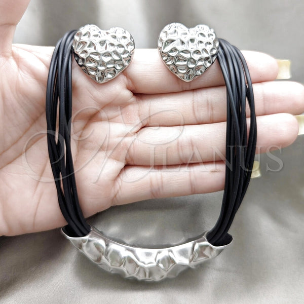 Stainless Steel Ring — Necklace and Earring Heart Design Black Leather 06. — alternate product view — SKU 164047 | Acero Inoxidable anillo — Necklace and Earring corazón diseño negro Leather 06. — SKU 164047