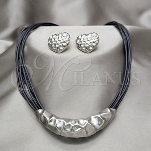 Stainless Steel Ring — Necklace and Earring Heart Design Black Leather 06. — main product view — SKU 164047 | Acero Inoxidable anillo — Necklace and Earring corazón diseño negro Leather 06. — SKU 164047