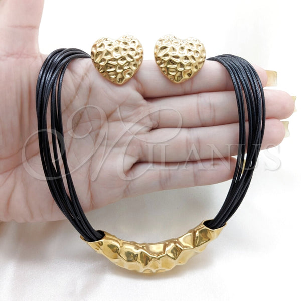 Stainless Steel Ring — Necklace and Earring Heart Design Black Leather 06. — alternate product view — SKU 164048 | Acero Inoxidable anillo — Necklace and Earring corazón diseño negro Leather 06. — SKU 164048
