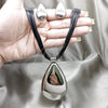Stainless Steel Necklace and Earring, Black Leather Finish, Golden Finish, 06.116.0188