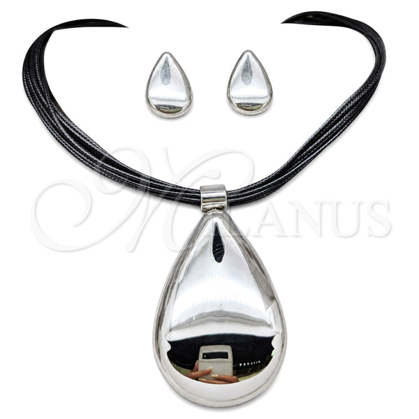 Stainless Steel Ring — Necklace and Earring Black Leather 06. — main product view — SKU 164049 | Acero Inoxidable anillo — Necklace and Earring negro Leather 06. — SKU 164049