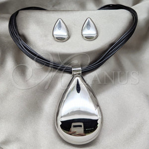 Stainless Steel Ring — Necklace and Earring Black Leather 06. — main product view — SKU 164049 | Acero Inoxidable anillo — Necklace and Earring negro Leather 06. — SKU 164049
