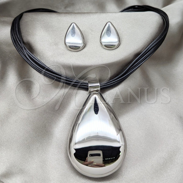 Stainless Steel Ring — Necklace and Earring Black Leather 06. — main product view — SKU 164049 | Acero Inoxidable anillo — Necklace and Earring negro Leather 06. — SKU 164049