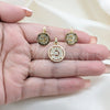 Stainless Steel Necklace and Earring, with White Cubic Zirconia, Polished, Golden Finish, 06.116.0189