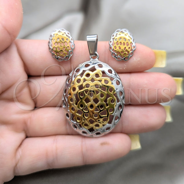 Stainless Steel Ring — Necklace and Earring Polished Two Tone 06. — alternate product view — SKU 164051 | Acero Inoxidable anillo — Necklace and Earring pulido Two Tone 06. — SKU 164051