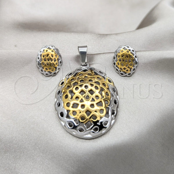 Stainless Steel Ring — Necklace and Earring Polished Two Tone 06. — main product view — SKU 164051 | Acero Inoxidable anillo — Necklace and Earring pulido Two Tone 06. — SKU 164051