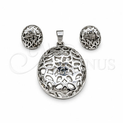 Stainless Steel Necklace and Earring, Polished, Rhodium Finish, 06.116.0190.1 for wholesale, main product view
