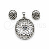 Stainless Steel Necklace and Earring, Polished, Rhodium Finish, 06.116.0190.1