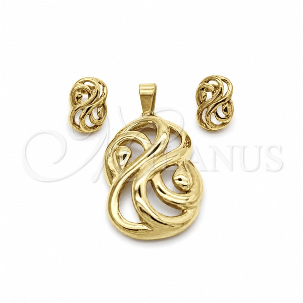 Stainless Steel Necklace and Earring, Polished, Golden Finish, 06.116.0192