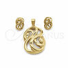 Stainless Steel Necklace and Earring, Polished, Golden Finish, 06.116.0192
