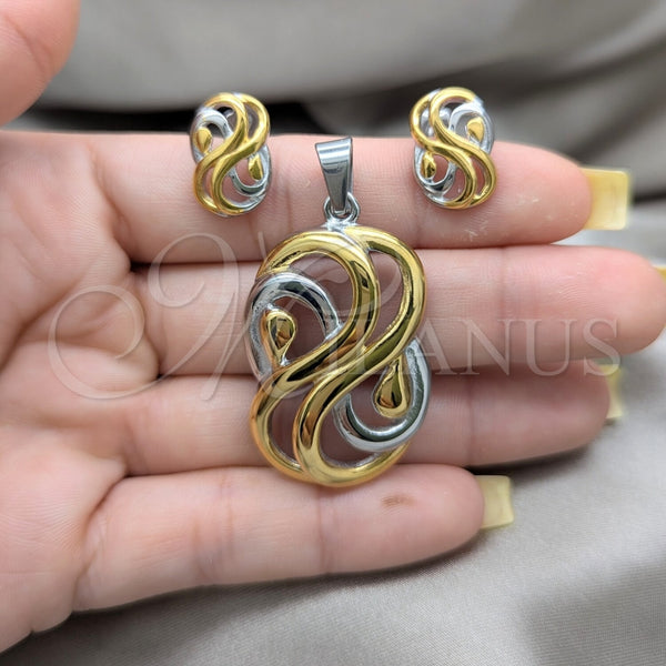 Stainless Steel Ring — Necklace and Earring Polished Two Tone 06. — alternate product view — SKU 164056 | Acero Inoxidable anillo — Necklace and Earring pulido Two Tone 06. — SKU 164056