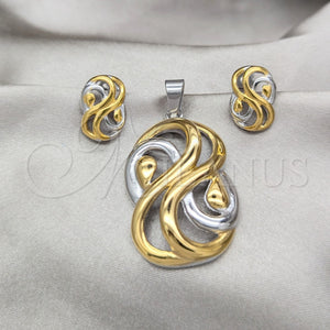 Stainless Steel Ring — Necklace and Earring Polished Two Tone 06. — main product view — SKU 164056 | Acero Inoxidable anillo — Necklace and Earring pulido Two Tone 06. — SKU 164056