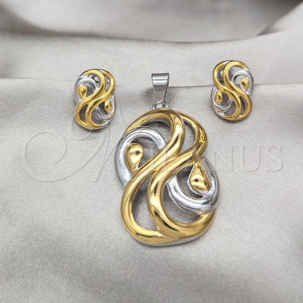 Stainless Steel Ring — Necklace and Earring Polished Two Tone 06. — main product view — SKU 164056 | Acero Inoxidable anillo — Necklace and Earring pulido Two Tone 06. — SKU 164056