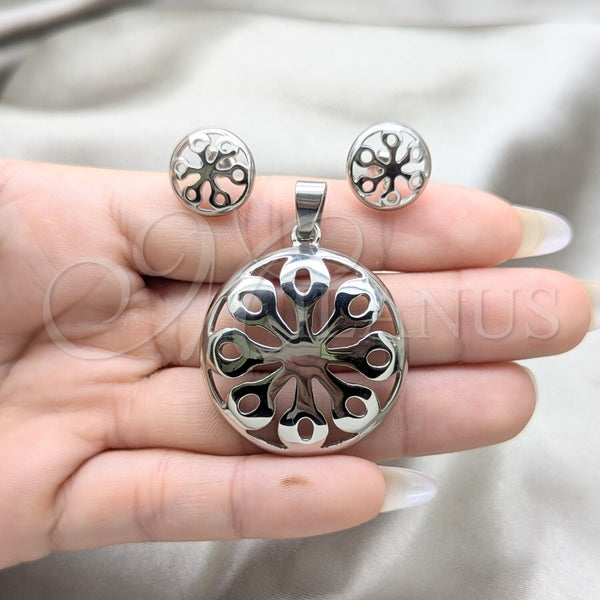 Stainless Steel Ring — Necklace and Earring Flower Design Polished Black 06. — alternate product view — SKU 164057 | Acero Inoxidable anillo — Necklace and Earring flor diseño pulido negro 06. — SKU 164057