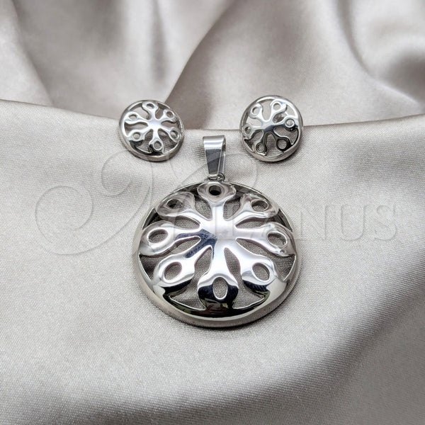 Stainless Steel Ring — Necklace and Earring Flower Design Polished Black 06. — main product view — SKU 164057 | Acero Inoxidable anillo — Necklace and Earring flor diseño pulido negro 06. — SKU 164057
