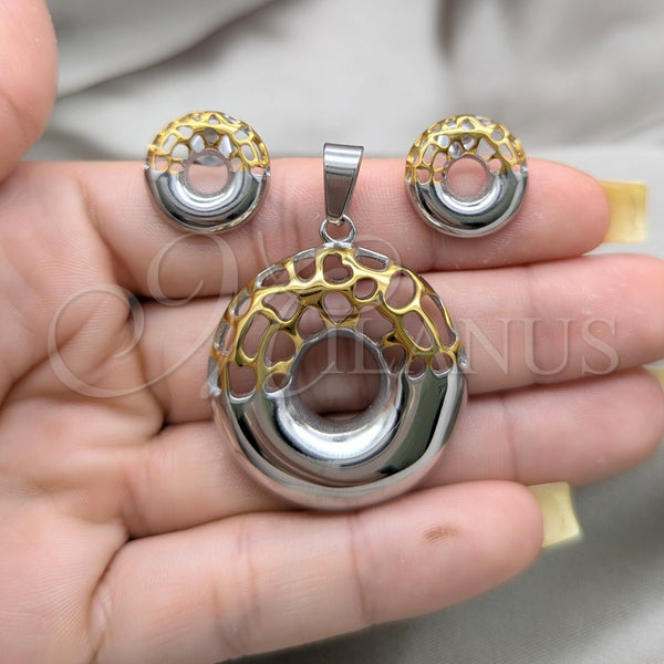 Stainless Steel Ring — Necklace and Earring Polished Two Tone 06. — alternate product view — SKU 164060 | Acero Inoxidable anillo — Necklace and Earring pulido Two Tone 06. — SKU 164060