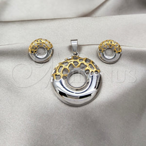 Stainless Steel Ring — Necklace and Earring Polished Two Tone 06. — main product view — SKU 164060 | Acero Inoxidable anillo — Necklace and Earring pulido Two Tone 06. — SKU 164060