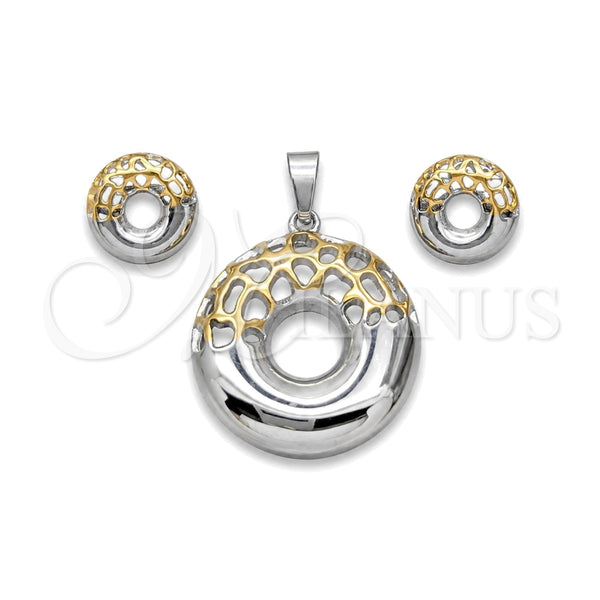 Stainless Steel Necklace and Earring, Polished, Two Tone, 06.116.0194.1