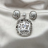 Stainless Steel Necklace and Earring, Flower Design, Polished, Two Tone, 06.116.0195