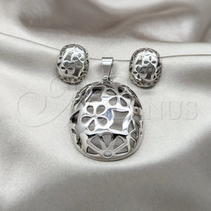 Stainless Steel Ring — Necklace and Earring Flower Design Polished Two Tone — main product view — SKU 164061 | Acero Inoxidable anillo — Necklace and Earring flor diseño pulido Two Tone — SKU 164061