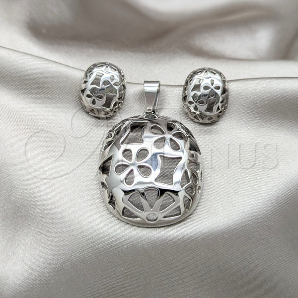 Stainless Steel Ring — Necklace and Earring Flower Design Polished Two Tone — main product view — SKU 164061 | Acero Inoxidable anillo — Necklace and Earring flor diseño pulido Two Tone — SKU 164061