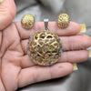 Stainless Steel Necklace and Earring, Tree Design, Polished, Two Tone, 06.116.0198