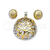 Stainless Steel Necklace and Earring, Tree Design, Polished, Two Tone, 06.116.0198