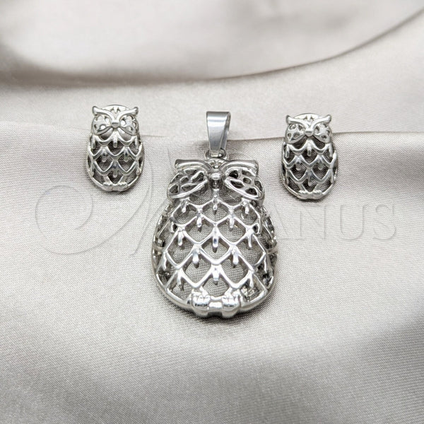 Stainless Steel Ring — Necklace and Earring Owl Design Polished 06. — main product view — SKU 164065 | Acero Inoxidable anillo — Necklace and Earring Owl diseño pulido 06. — SKU 164065