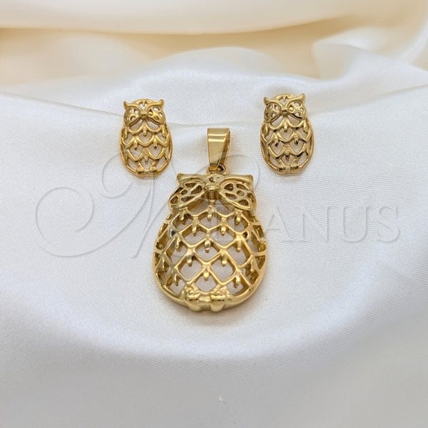 Stainless Steel Ring — Necklace and Earring Owl Design Polished 06. — main product view — SKU 164066 | Acero Inoxidable anillo — Necklace and Earring Owl diseño pulido 06. — SKU 164066