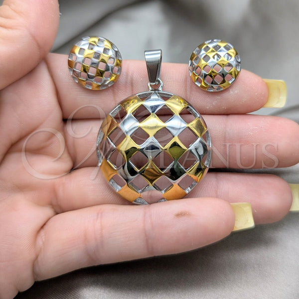 Stainless Steel Ring — Necklace and Earring Polished Two Tone 06. — alternate product view — SKU 164067 | Acero Inoxidable anillo — Necklace and Earring pulido Two Tone 06. — SKU 164067