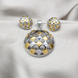 Stainless Steel Ring — Necklace and Earring Polished Two Tone 06. — main product view — SKU 164067 | Acero Inoxidable anillo — Necklace and Earring pulido Two Tone 06. — SKU 164067