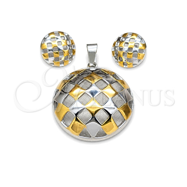 Stainless Steel Necklace and Earring, Polished, Two Tone, 06.116.0200