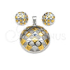 Stainless Steel Necklace and Earring, Polished, Two Tone, 06.116.0200