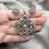 Stainless Steel Necklace and Earring, Polished, Rhodium Finish, 06.116.0201