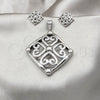 Stainless Steel Necklace and Earring, Polished, Rhodium Finish, 06.116.0201