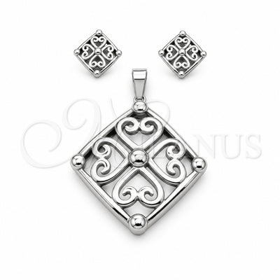 Stainless Steel Necklace and Earring, Polished, Rhodium Finish, 06.116.0201 for wholesale, main product view