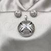 Stainless Steel Necklace and Earring, Polished, Rhodium Finish, 06.116.0203