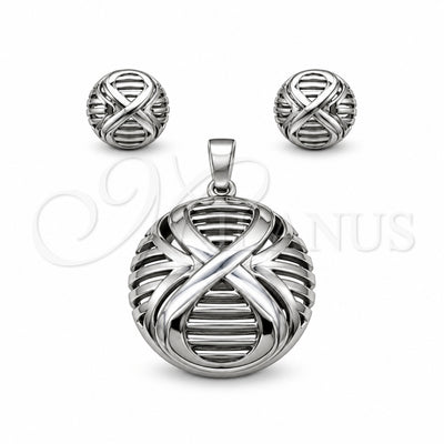 Stainless Steel Necklace and Earring, Polished, Rhodium Finish, 06.116.0203 for wholesale, main product view