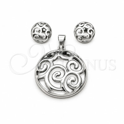 Stainless Steel Necklace and Earring, Polished, Rhodium Finish, 06.116.0204 for wholesale, main product view