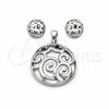 Stainless Steel Necklace and Earring, Polished, Rhodium Finish, 06.116.0204