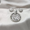 Stainless Steel Necklace and Earring, Polished, Rhodium Finish, 06.116.0204
