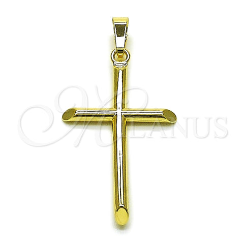 Oro Laminado Religious Pendant, Gold Filled Style Cross Design, Polished, Golden Finish, 05.253.0207