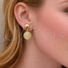 Oro Laminado Dangle Earring, Gold Filled Style with White Cubic Zirconia, Polished, Golden Finish, 02.283.0413