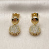 Oro Laminado Dangle Earring, Gold Filled Style with White Cubic Zirconia, Polished, Golden Finish, 02.283.0413