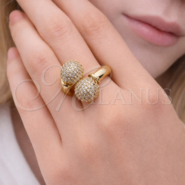 Gold Filled Ring — Multi Stone Ring Ball Design with White Cubic — alternate product view — SKU 164080 | Oro Laminado anillo — Multi Stone Ring Ball diseño with blanco Cubic — SKU 164080