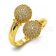Anillo Multi Piedra 01.283.0058 Oro Laminado, Diseño de Bola, con Zirconia Cubica Blanca, Pulido, Tono Dorado (Talla Unica)