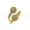 Oro Laminado Multi Stone Ring, Gold Filled Style Ball Design, with White Cubic Zirconia, Polished, Golden Finish, 01.283.0059 (One size fits all)